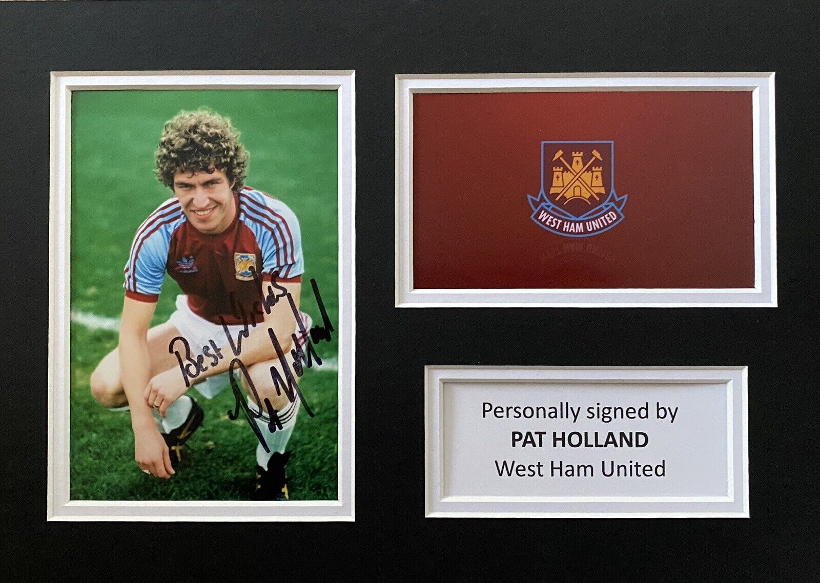 Pat Holland Genuine Hand Signed West Ham United Photo Poster painting In A4 Mount Display