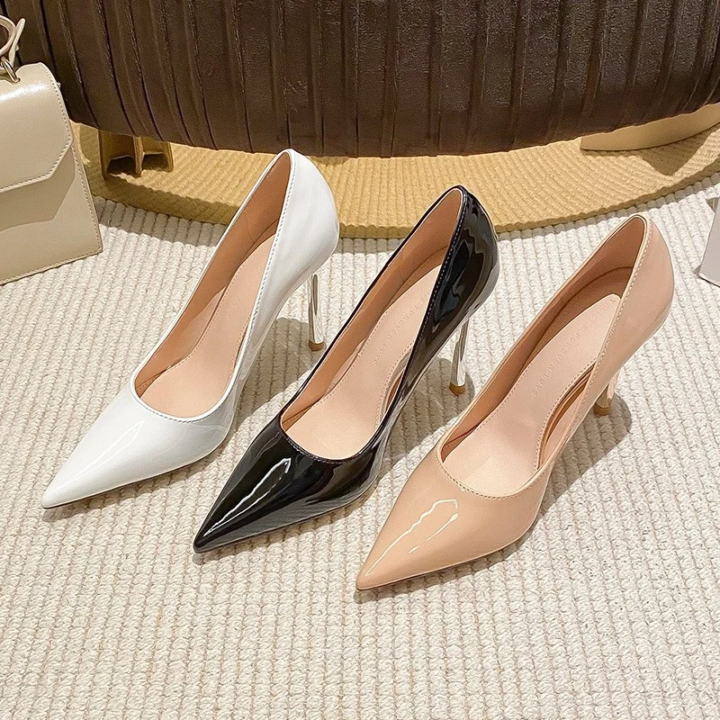 Churchf High Heels Heel 2025 New Autumn French Pointed Head Shallow Mouth Versatile Etiquette Professional Temperament Single Shoe Woman