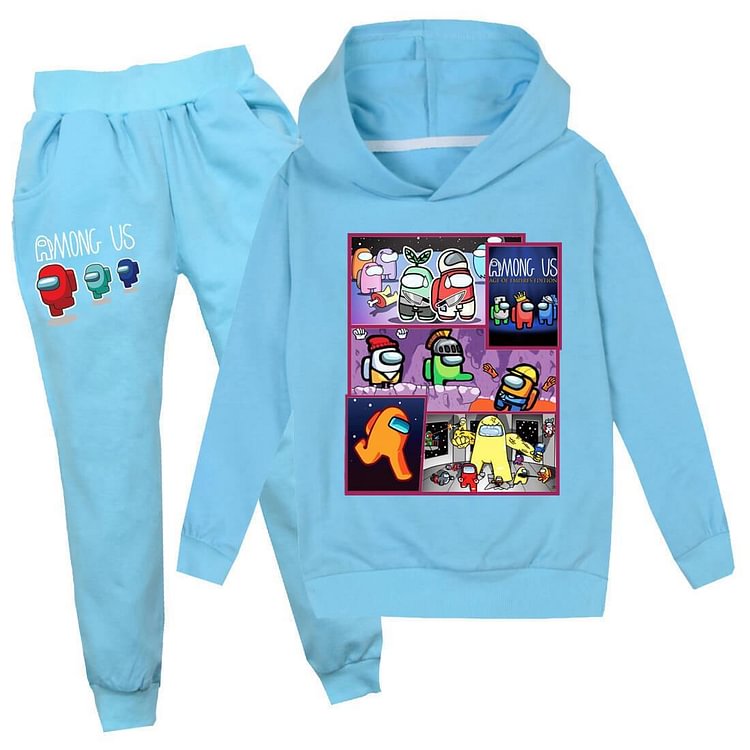 Mayoulove Among Alien Us Print Boys Girls Hoodie And Pants Summer Tracksuit Sets-Mayoulove