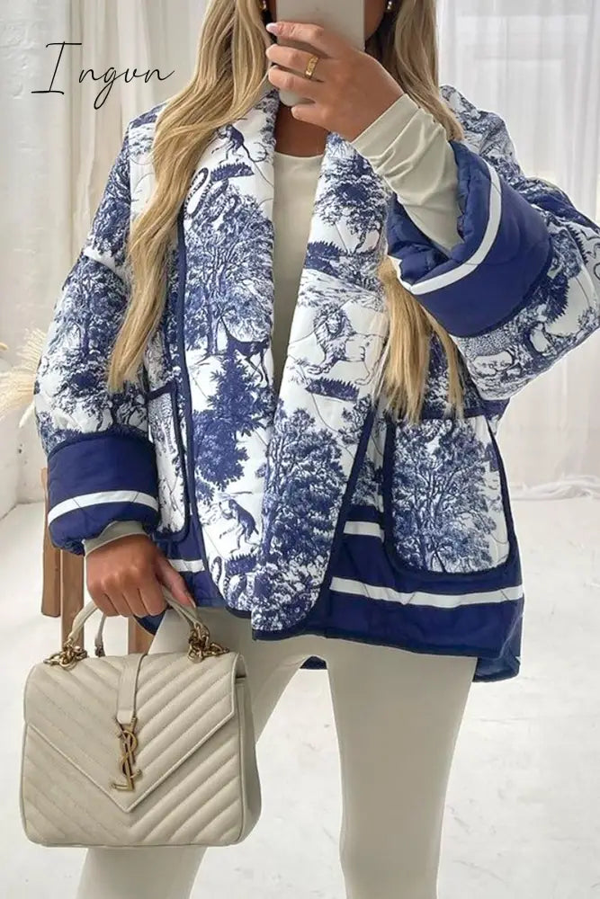 Ingvn - Street Print Pocket Turndown Collar Outerwear(3 Colors) Deep Blue / S Outerwear/Blazer &