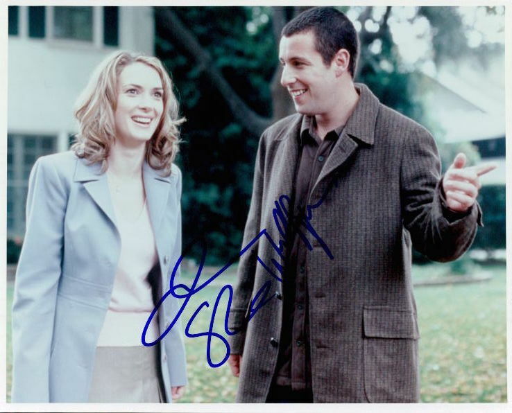 Winona Ryder & Adam Sandler (Mr. Deeds) in-person signed 8x10 Photo Poster painting COA