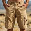 Cotton Blend Cargo Shorts for Men Lightweight Breathable Outdoor Summer Shorts with Multiple Pockets by Inlyline