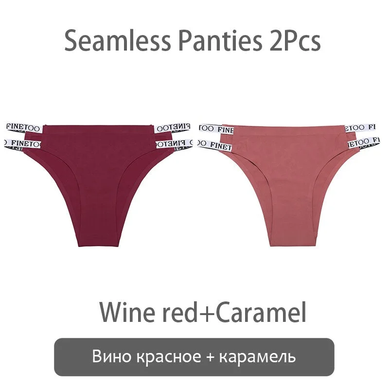 FINETOO Sexy Brazilian Panties Women Seamless Thongs M-XL Ladies Soft Underpants Smooth Letter Underwear Female Lingerie 2021