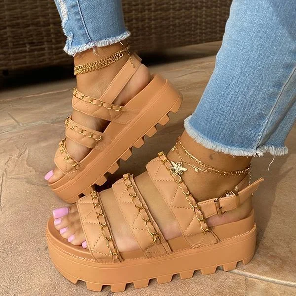 HUXM Chain Around Strap Platform Sandals