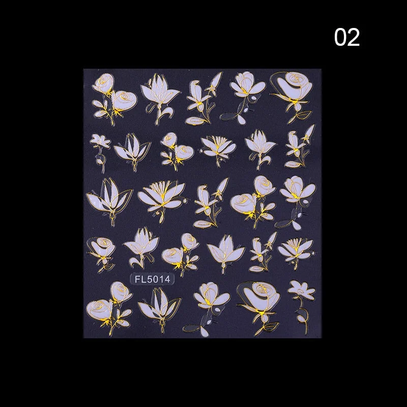 3D Nail Art Sticker Iridescent Gold Black Gilded Stripe Wave Line Adhesive Transfer Foils DIY Decal Manicures Tips Decoration-Nail Inspo