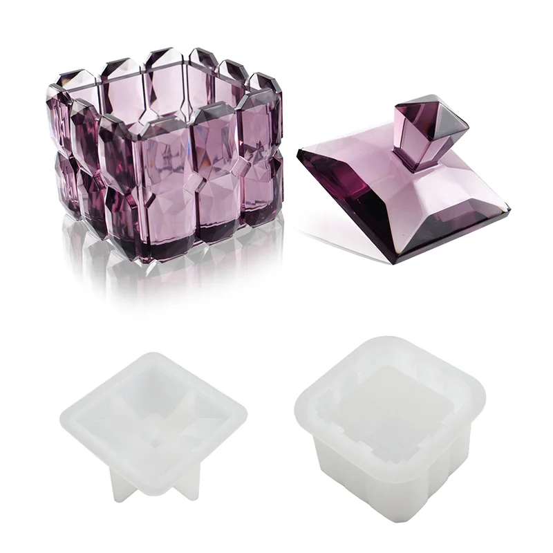 Irregular Diamond Texture Square Storage Box Resin Mold