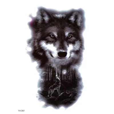 Six Styles Wolf Waterproof Temporary Tattoo Sticker On Body Art Tattoo Fake Tattoo Sleeve Clock Tatouage Henna Tatoo Sleeve