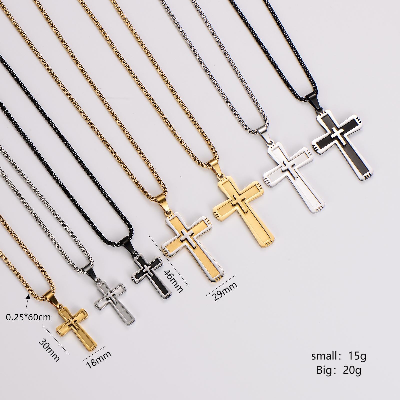 Aml Personalized Stainless Steel Men'S Necklace Hip-Hop Cross Trendy Punk Style Retro Necklace