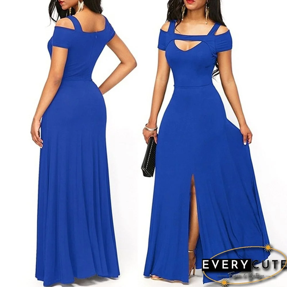 Womens Cold Shoulder V Neck Bodycon Prom Evening Club Maxi Long Dresses(3 Colors,S - 5XL)