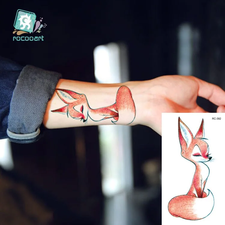 Rocooart Animal Waterproof Temporary Tattoo Sticker Flamingo Cat Fox Tatoo Body Art Women New Fake Taty Tatuaje Cute Small Tatto