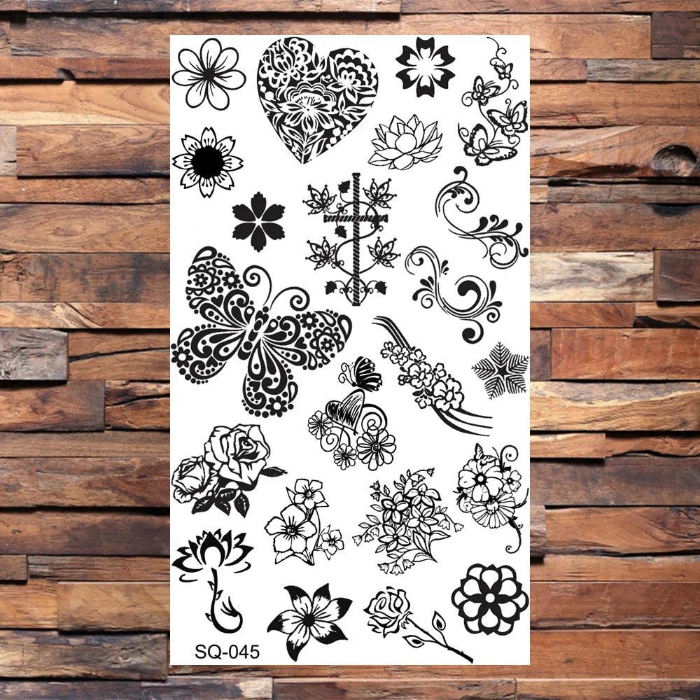 Black Butterfly Temporary Tattoos For Women Girls Realistic Eye Halloween Crown Fake Tattoo Sticker Sexy Body Arm Tatoos DIY