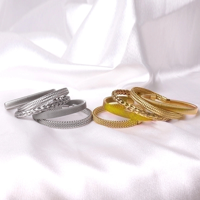 Casual Minimalist Solid Color Stainless Steel Plating Bangle