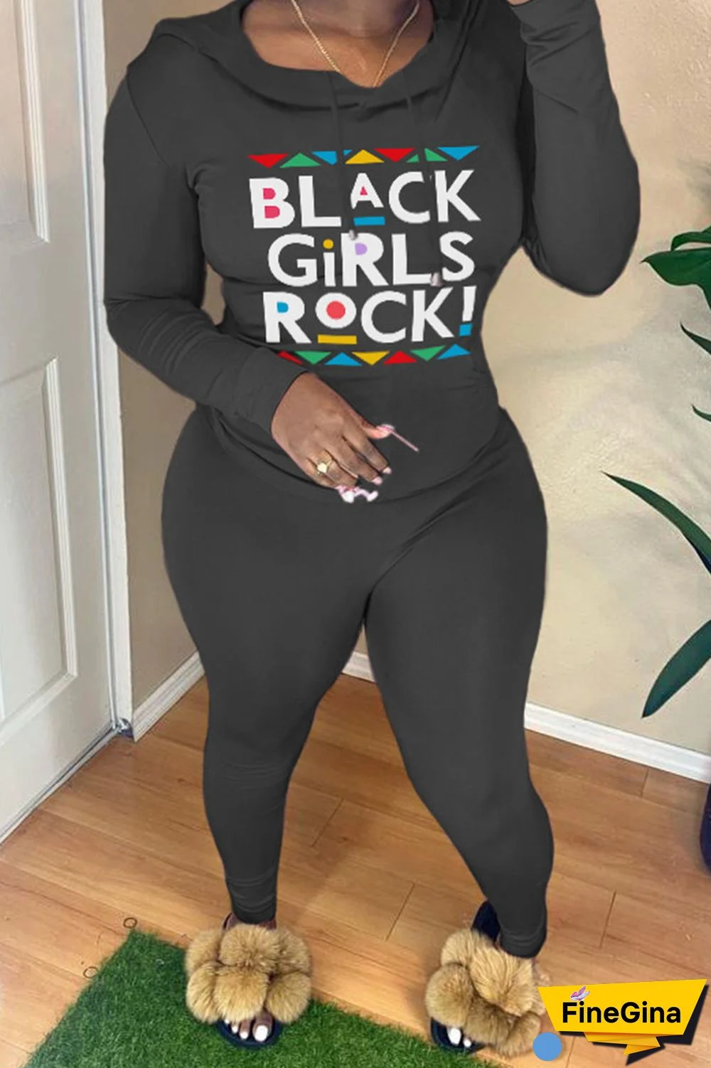 White Casual Print Patchwork Hooded Collar Long Sleeve Two Pieces