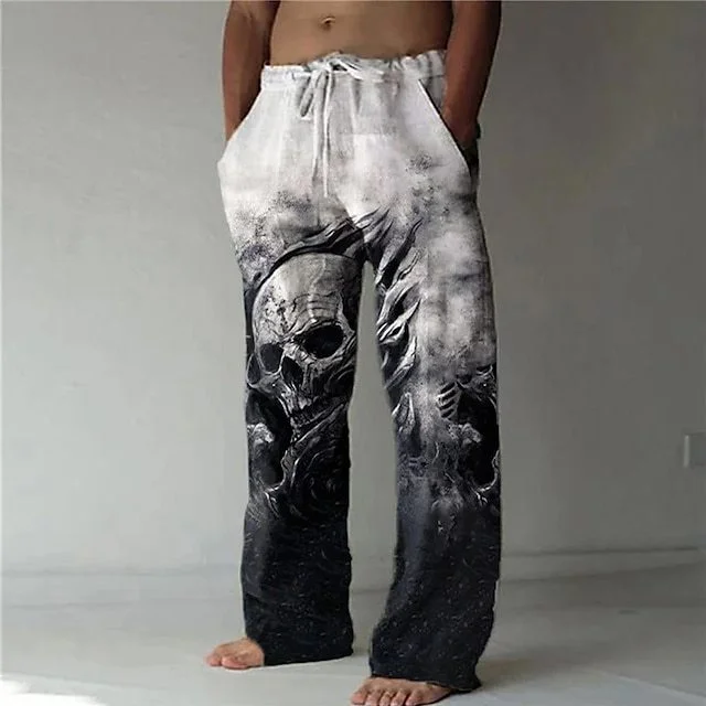 Fashion 3D Skeleton Pattern Straight Leg Loose Pants