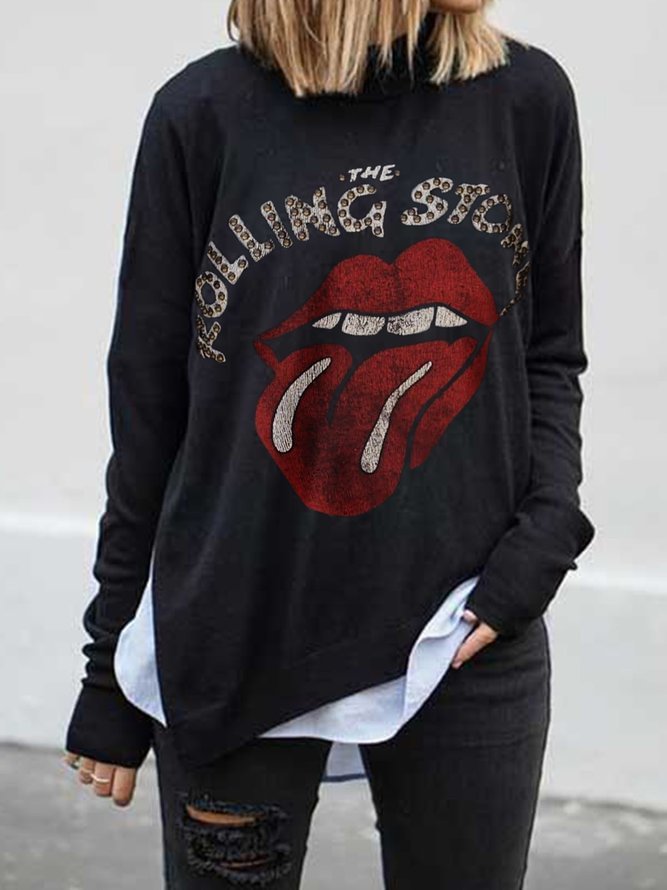 Crew Neck Long Sleeve Cotton Shirts & Tops