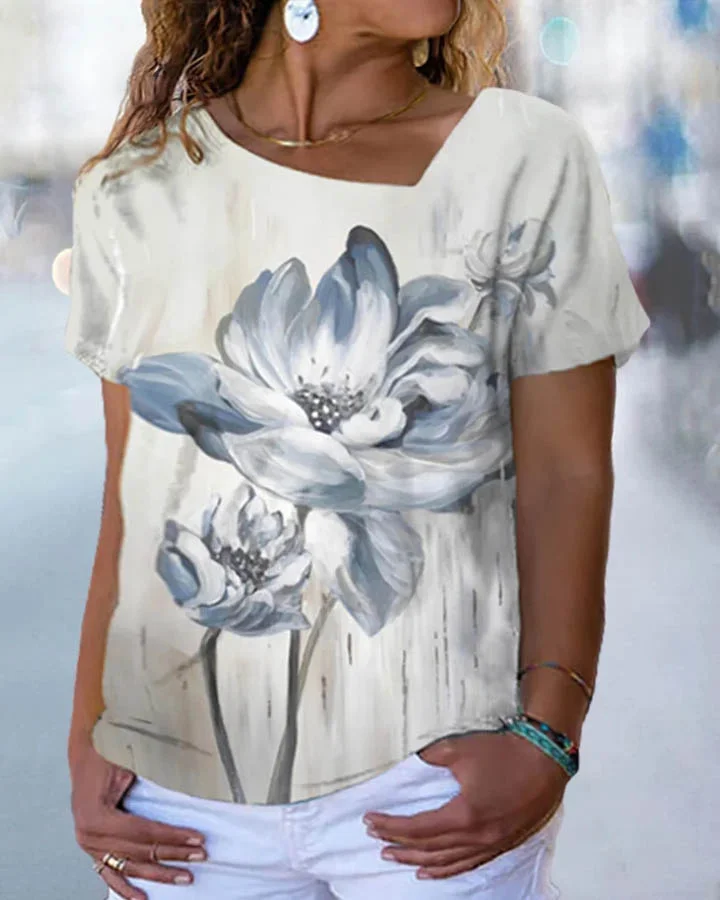 Ladies Casual Printed Short Sleeve T-Shirt