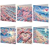 6PCS Diamond Painting Seaside Greeting Cards Postcards with Envelopes