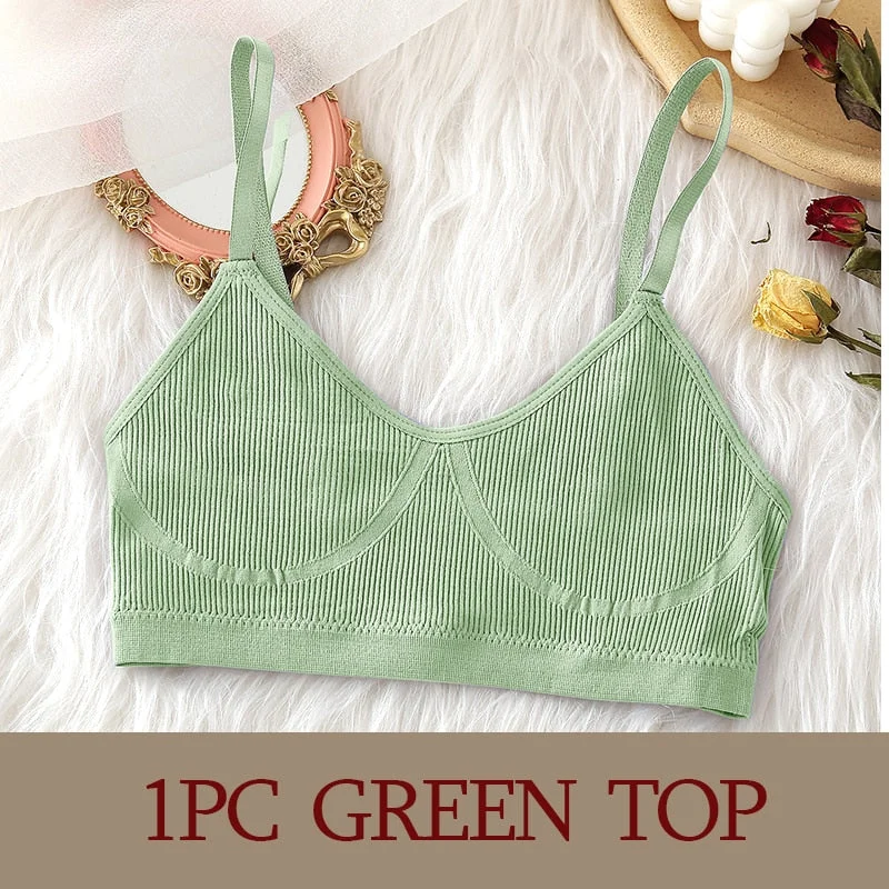 New Women Bra Panties Set Sexy Push Up Bralette Female Fitness Seamless Underwear Sports Lingerie Brassiere Girls Tank Crop Top