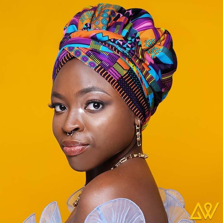 African Print Head Wrap With Satin-Lined-AW1165
