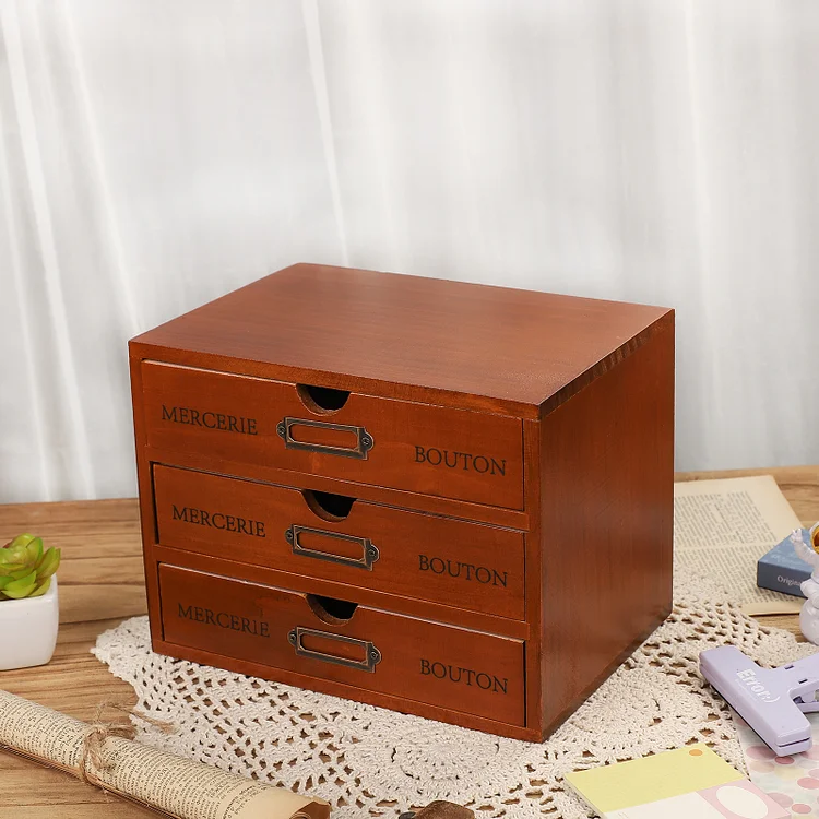 Journalsay vintage multi-layered wooden drawer storage box