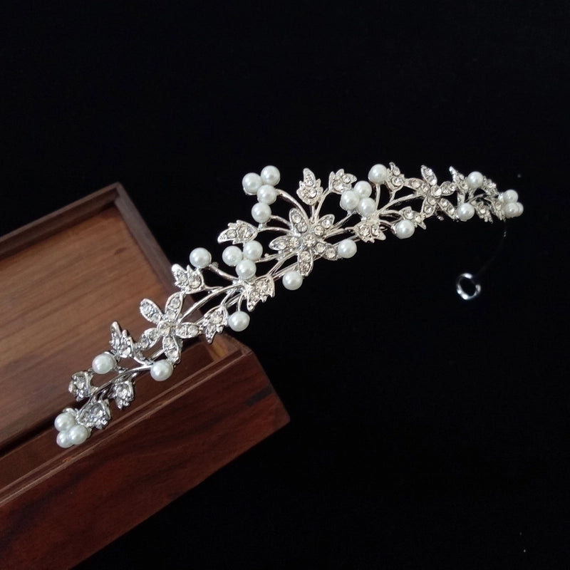 Minimalist Flower Imitation Pearl Alloy Rhinestone Hair Band 1 Piece