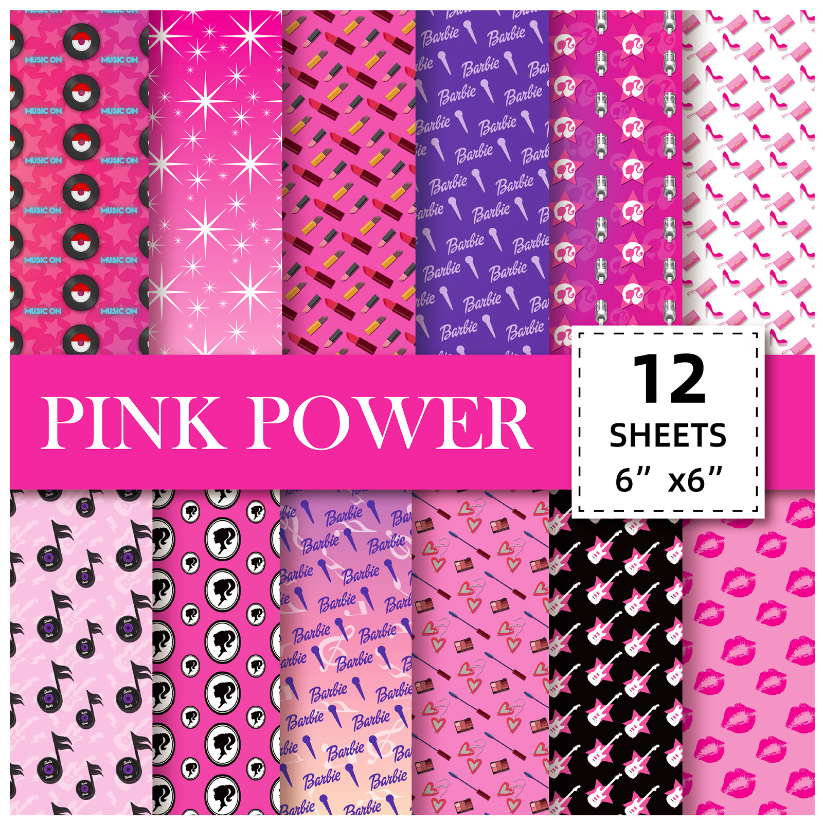 Sweet Essentials 12-Pack Dotted Barbie Pink Journaling Paper Kit - Minimalist Creative Base Sheets for Planners