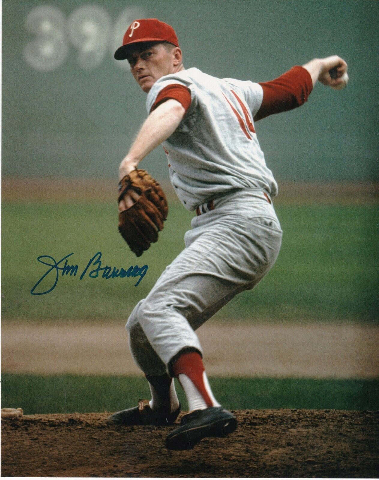 JIM BUNNING PHILADELPHIA PHILLIES ACTION SIGNED 8x10