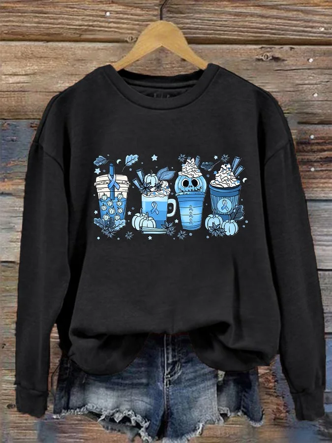 Women's Pumpkin Spice Latte Fall Autumn Diabetes Awareness Casual Sweatshirt