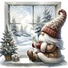 Gnome By The Window In Winter - 14CT Stamped Cross Stitch - 40*40cm