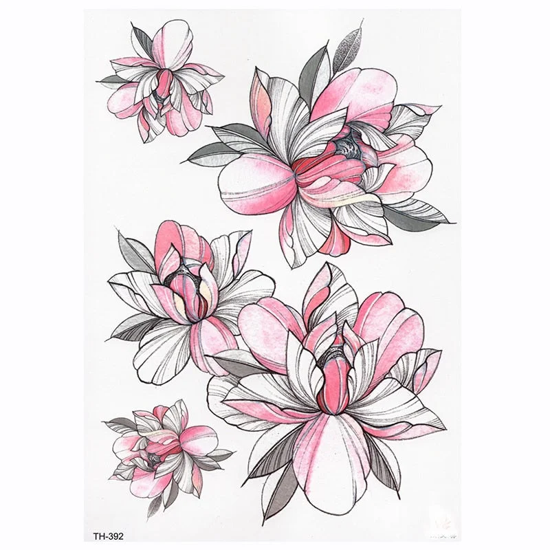 Black Flower Body Art Waterproof Temporary Tatoo Sexy Thigh Arm Tattoos Rose For Woman Flash Tattoo Stickers