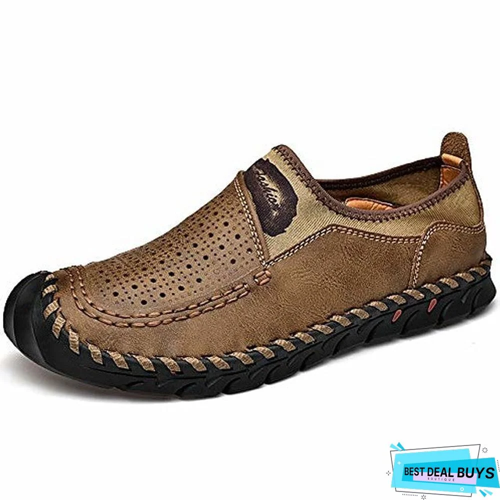 Men's Casual Walking Loafers Shoes Comfortable Leather Slip On For Men Walking Shoes