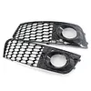 1 Pair Car Front Grill Mesh Front Fog Light Hoods Cover for Audi A4 B8 2008-2012
