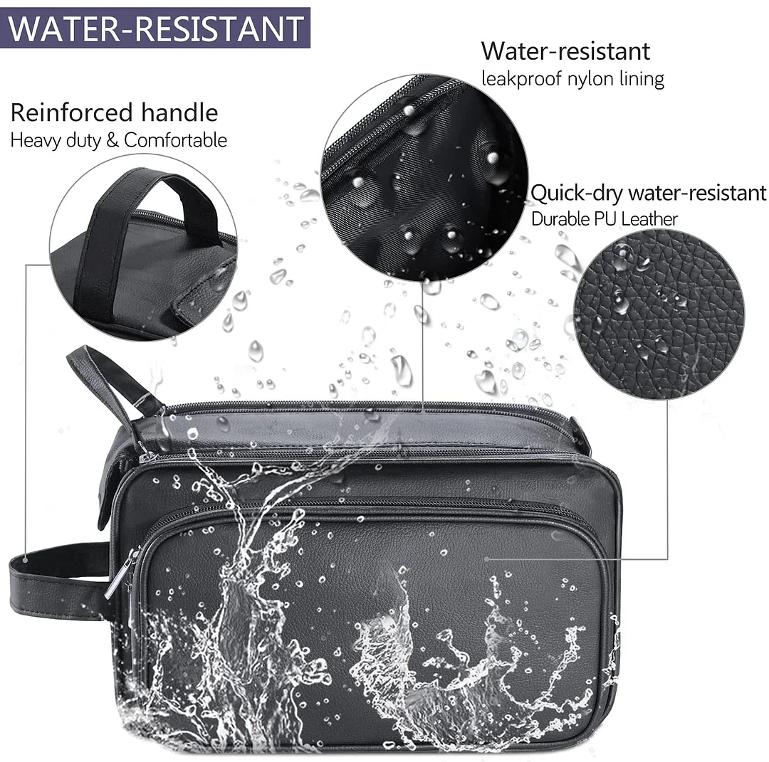 Large Toiletry Bag for Men, PU Leather Travel Toiletry Organizer