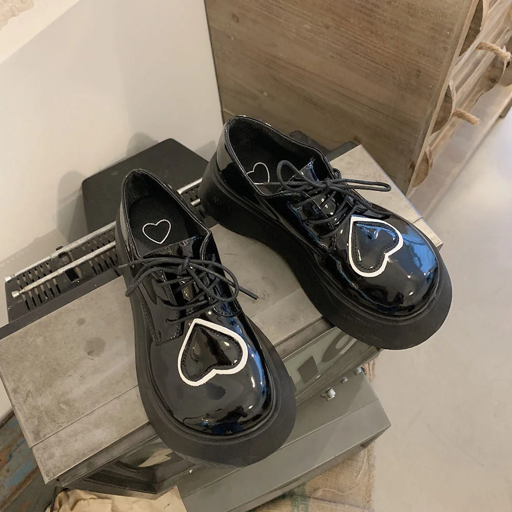 HOUZHOU Women Platform Shoes JK Ankle Boots Female Goth Autumn Black Designer Demonia Leather Footwear Lace-up Harajuku