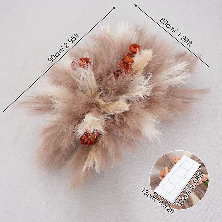 A8784 Coffee Pampas Grass Hang Flower Row Decor Wedding Frame Arch