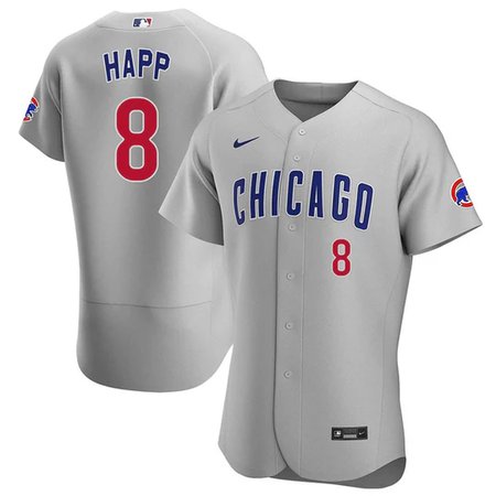 Youth Chicago Cubs #8 Ian Happ Grey Cool Base Stitched Baseball Jersey