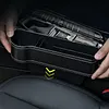 PU Leather Car Seat Organizer with Cup Holders 2 Hooks Auto Console Side Storage Box Universal Fit for Phone Sunglasses Accessories (Black 1Set)