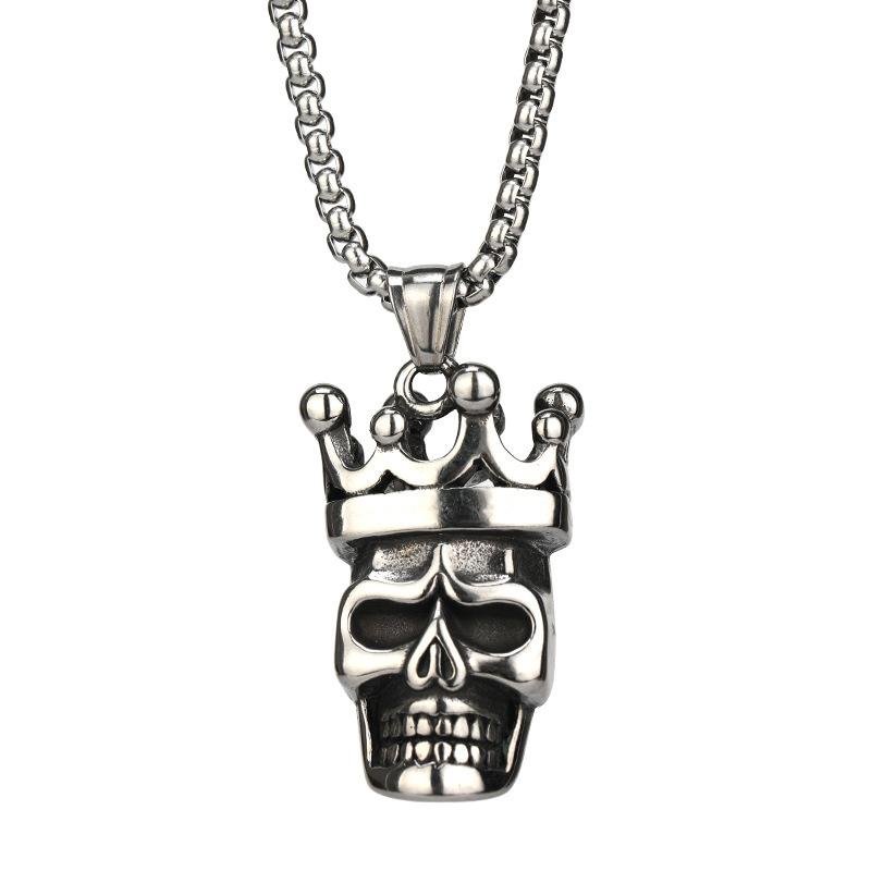 Retro fashion trend king skull male necklace tacday