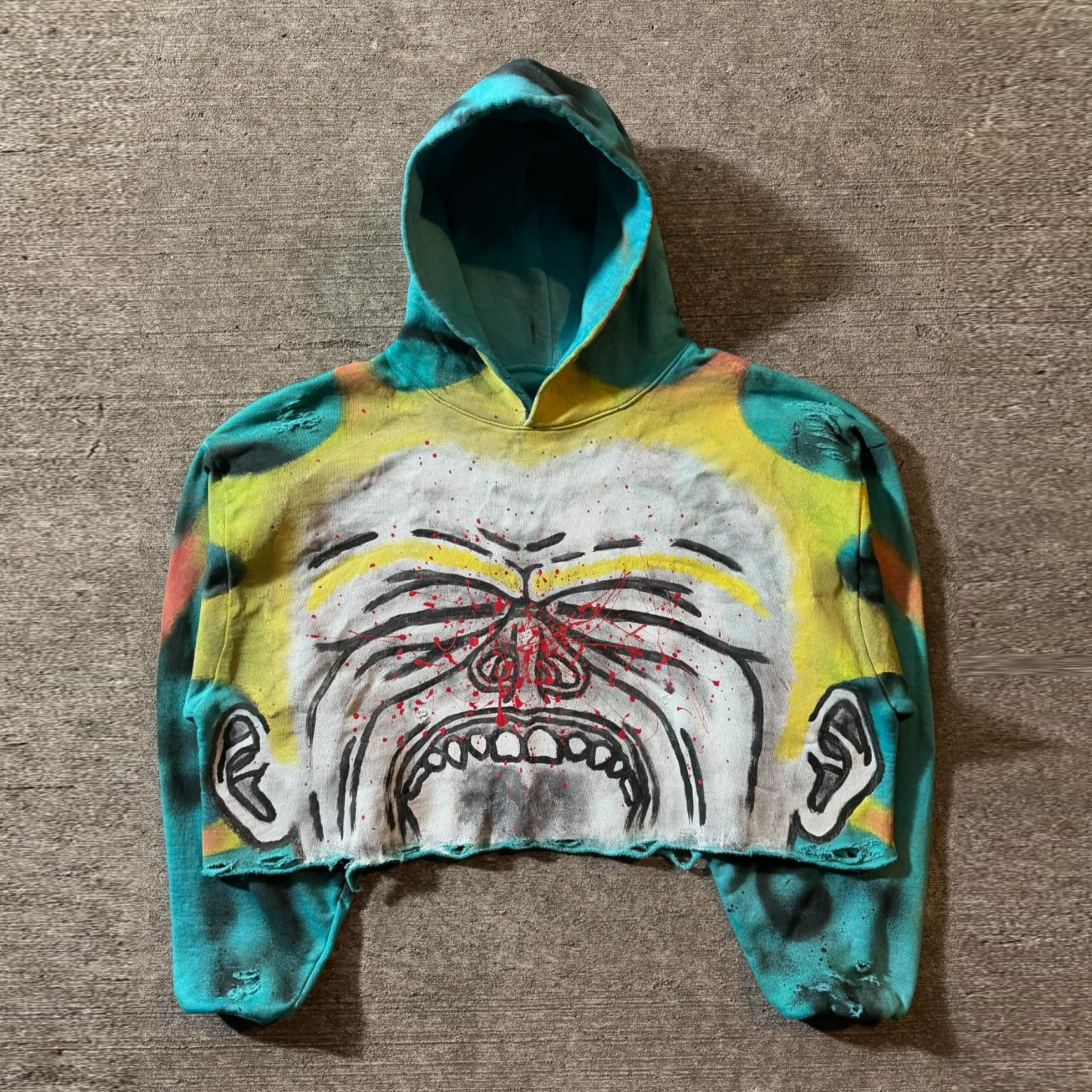 Psychosis Print Cropped Hoodie