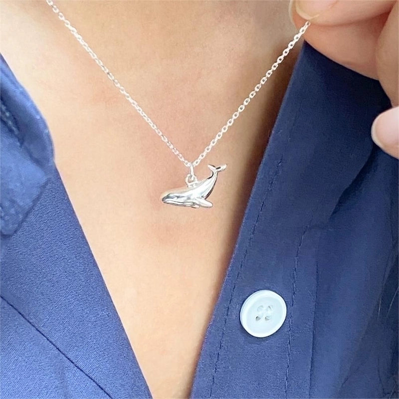 925 Sterling Silver Whale Pendant Necklace