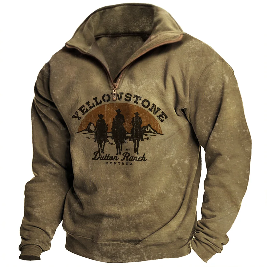 Retro Riders Of Dutton Ranch Men's Lapel Sweatshirt