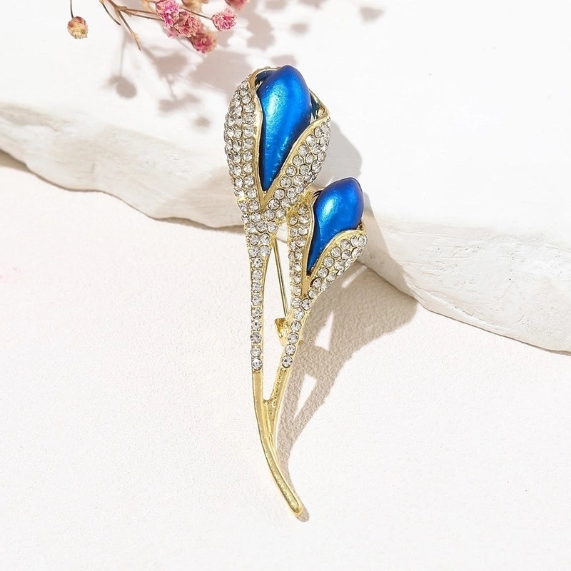 Fashion Pin Flower Alloy Plating Inlay Artificial Gemstones Pearl Women’S Brooches