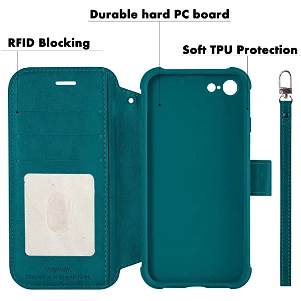 VANAVAGY iPhone SE 2022/iPhone SE 2020 Wallet /iPhone 8/iPhone 7 Wallet Case 4.7 inch