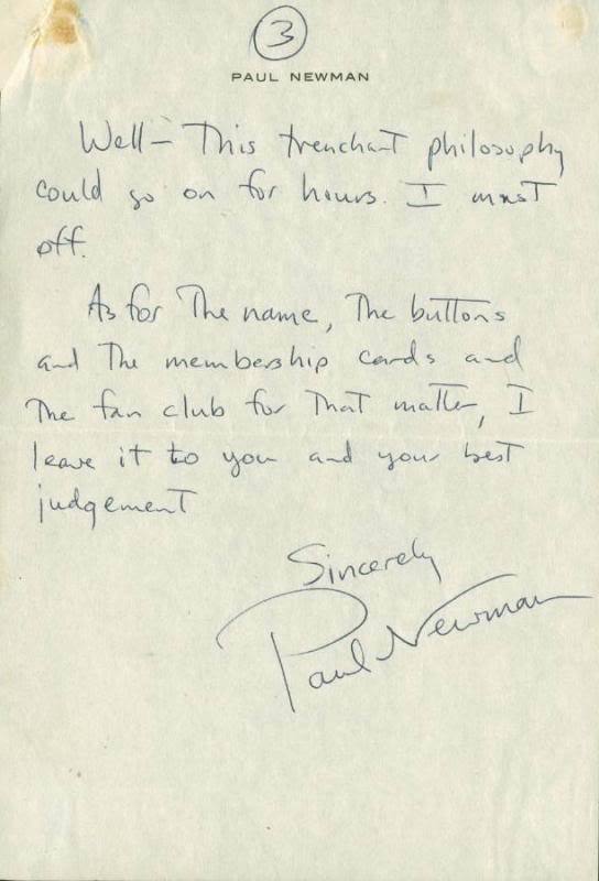 Paul Newman Signed 6.25X9 March 1955 3 Page Hand Written Letter PSA/DNA #V07957