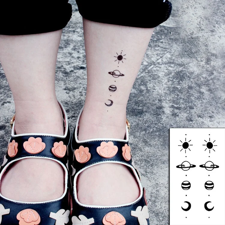 Tattoo Sticker Moon Sun Lunar Star Element Body Art Makeup Waterproof Temporary Women and Men Fake Tatoo