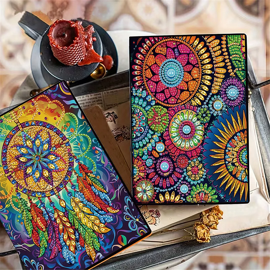 2pcs Patterns Partial DIY 50 Pages A5 Diamond Painting Notebook for Study Home