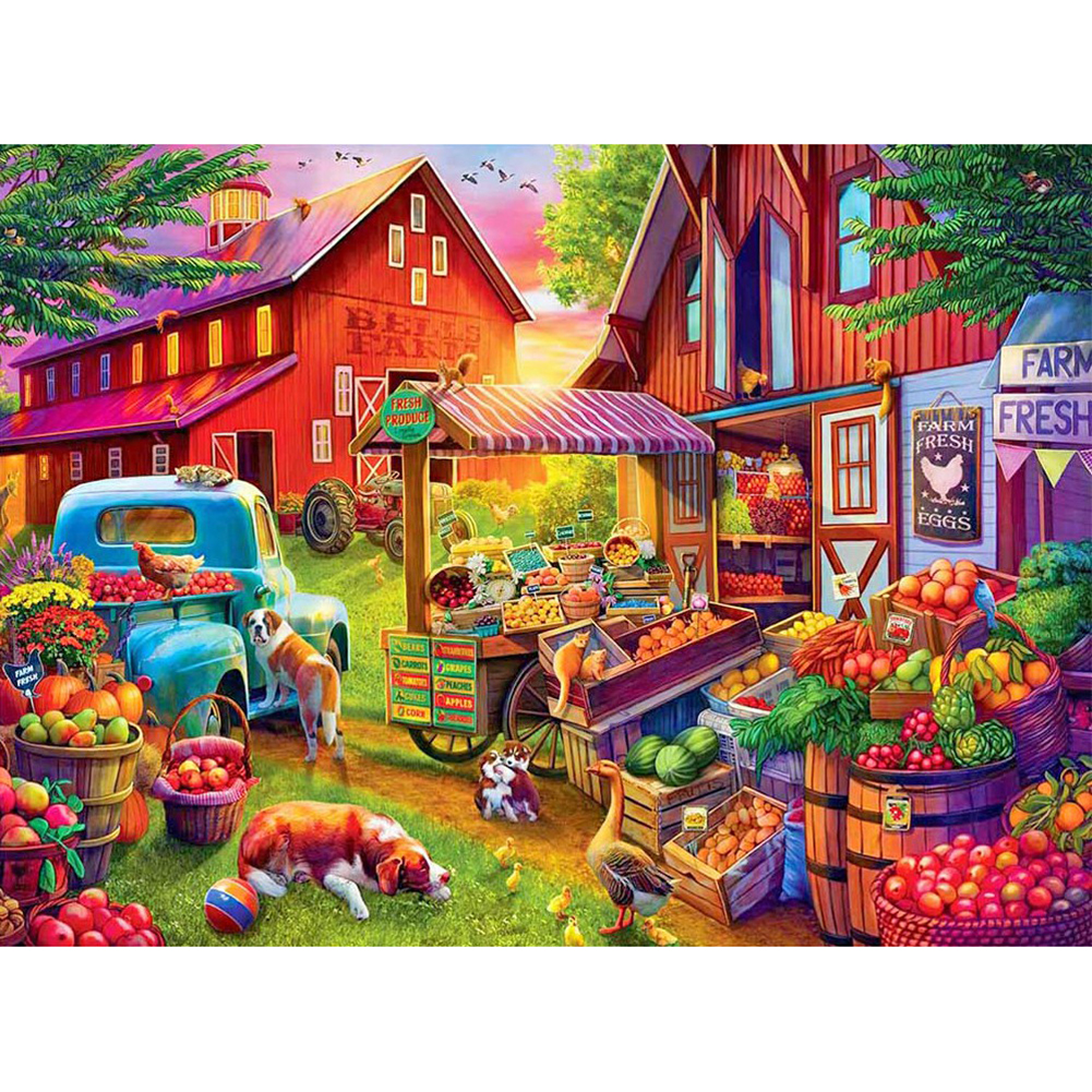 

(Multi-Size) House Scenery - Round/Square Drill Diamond Painting 40*30cm/50*40cm, Round diamond 30*40cm, 501 Original