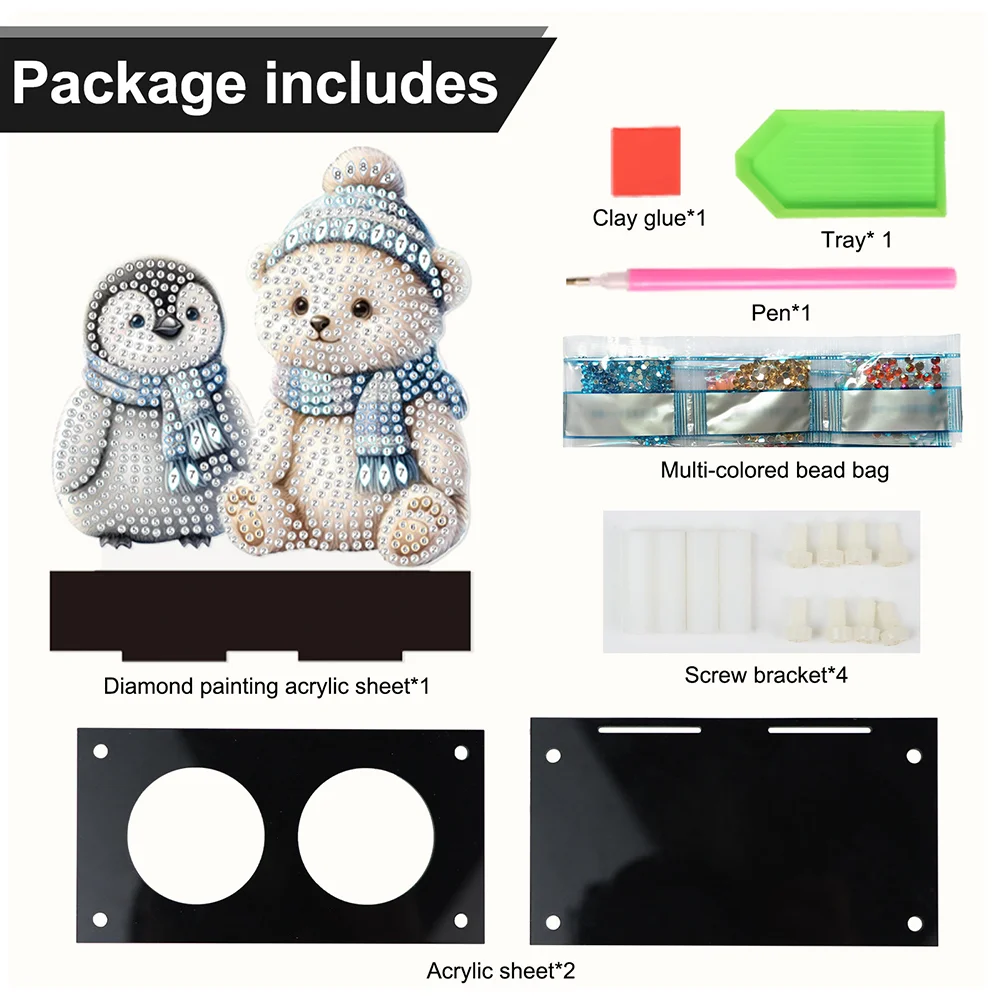 DIY Penguin Bear Diamond Painting Candle Holder Ornaments Aromatherapy Candle Holder