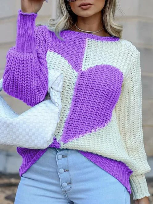 Women's Knitted Long Sleeve Scoop Neck Sweater