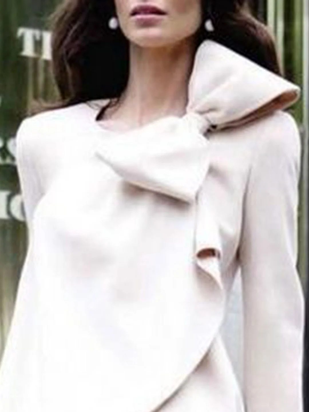 Apricot Crew Neck Bow Elegant Tunic